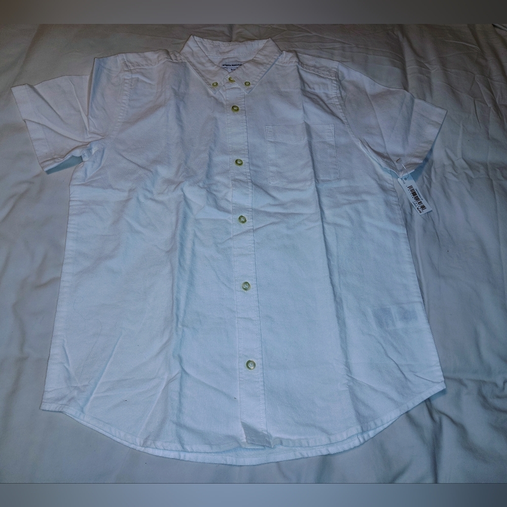 Amazon Essentials Boys,White Button Down,Short Sleeve ,Size 12 , Back To School